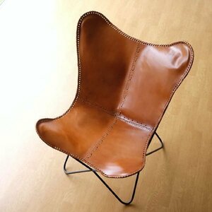 レザーチェア 本革 アイアン アンティーク レトロ 革製 椅子 おしゃれ レザーバタフライチェアー C 送料無料(一部地域除く) ras4480