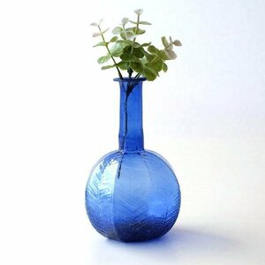 花瓶 フラワーベース おしゃれ ガラス 花器 一輪挿し かわいい インドの素朴な吹きガラスベース BL 送料無料(一部地域除く) kan7963