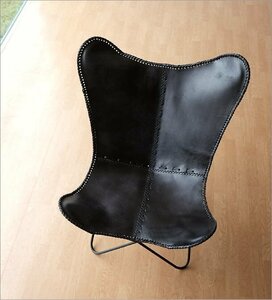 レザーチェア 本革 アイアン アンティーク レトロ 革製 椅子 おしゃれ レザーバタフライチェアー B 送料無料(一部地域除く) ras0433