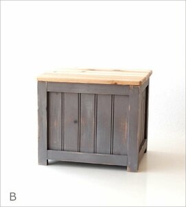 スツール 収納 木製 アンティーク 木箱 サイドテーブル 軽量 シャビーなボックススツール 【カラーB】 送料無料(一部地域除く) hbr6941b