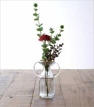 花瓶 花びん ガラスベース フラワーベース おしゃれ ガラス 花器 ハンドル付き 透明 シンプル インドの吹きガラスベース B_画像3