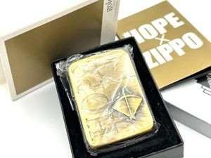 【未使用】ZIPPO ジッポー HOPE ホープ 復刻モデル A・HP刻印 50th anniversary ゴールドカラー 金 立体アロー ライター 箱付き