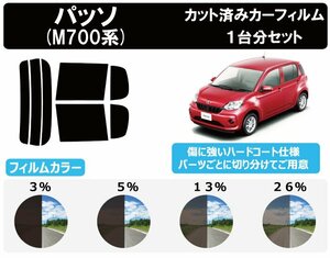 【ノーマルスモーク透過率3％】トヨタ パッソ (M700A/M710A) カット済カーフィルム リアセット