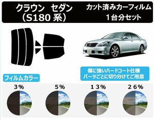 【ノーマルスモーク透過率5％】トヨタ クラウンセダン (S180系 GRS180/181/182/183/184) カット済みカーフィルム リアセット