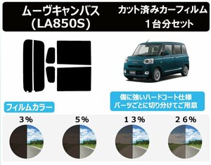 【ノーマルスモーク透過率3％】ダイハツ ムーヴキャンバス LA850S/LA860S カット済みカーフィルム リアセット