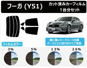 【ノーマルスモーク透過率13％】 ニッサン フーガ (Y51) カット済みカーフィルム リアセット