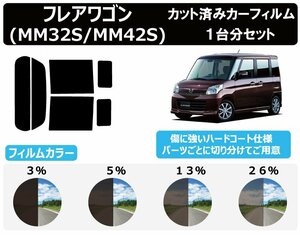 【ノーマルスモーク透過率5％】 マツダ フレアワゴン MM32S カット済みカーフィルム リアセット