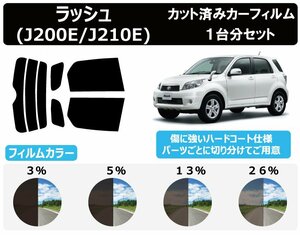 【ノーマルスモーク透過率26％】トヨタ ラッシュ J2# カット済みカーフィルム リアセット