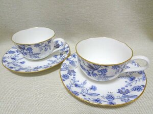 管理番号100■Noritake/ノリタケ□カップ＆ソー サー ブルーソレンティー 2客 食器 金彩