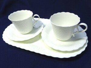 NARUMI/ナルミ◆BONE CHINA /ボーンチャイナ ◆カップ＆ソーサー 2客 長方形プレート 白 金彩 食器