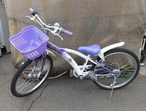 札幌市内引き取り限定◆24インチ子供用自転車◆Lunaluce パープル　6段変速　難あり　USED