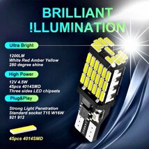 T16 T10 LED バルブ ホワイト 4個 12V 24V 45SMD 6000K CANBUS キャンセラー バックランプ ウインカー ナンバー灯 明るい 爆光 車検対応_画像4