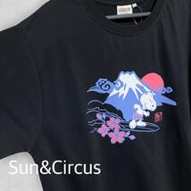 メンズ大きいサイズ5L 富士山×桜 スヌーピー 和柄 SNOOPY 半袖Tシャツ_画像4