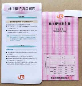 【匿名配送】【送料無料】【１枚】JR東海　株主優待鉄道割引　2024年6月30日まで