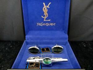 ■新品N■№0711【YSL】サンローラン【ゴールド・シルバー】■カフス＆ネクタイピン タイピン セット♪