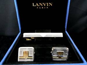 ■美品■№0072 ランバン【LANVIN】【シルバー】■カフス＆ネクタイピン セット♪