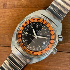 OH ending GLYCINE AIRMAN SST PUMPKIN original breath glaisin air man 60 period initial model AS 1903 24 hour self-winding watch vintage Gris sin