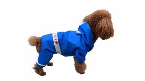 犬レインコート着脱簡単 完全防水 防雪 防風 通気 軽量折りたたみ式収納 散歩用 小型犬 中型犬ペットレインコート S ブルー 