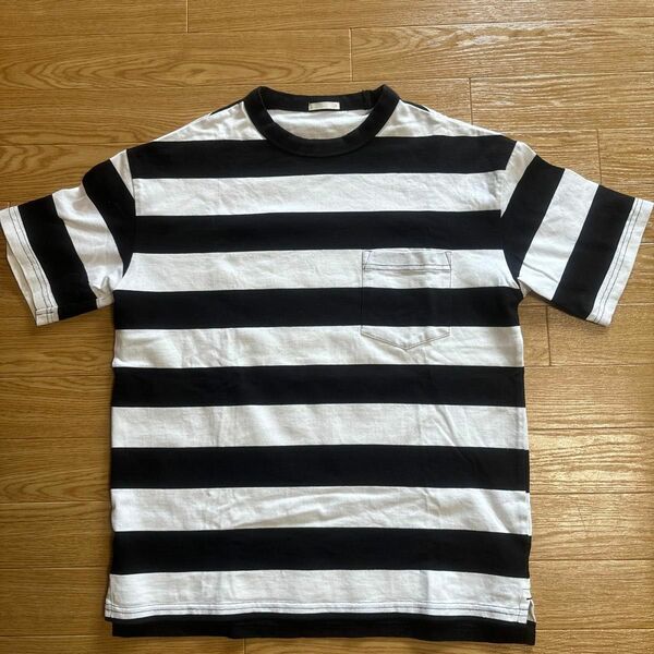 GU　ボーダー　Tシャツ　Sサイズ　黒×白　綿100% 厚手