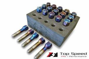 フェラーリ用チタン製ラグボルト M14×P1.5 20本SET ブルー (USAメーカー Top Speed PRO1製) 新品送料無料