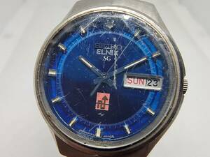 1円スタート　ジャンク　SEIKO　セイコー　ELNIX　SG　エルニクスSG　0723－6000　電磁テンプ式　ブルー文字盤　デイデイト　メンズ　Q241