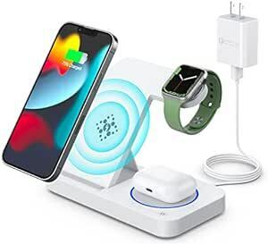 2023 15W急速充電ワイヤレス充電器 3in1 インテリジェントワイヤレス充電ステーション Qi認証 Apple Watc