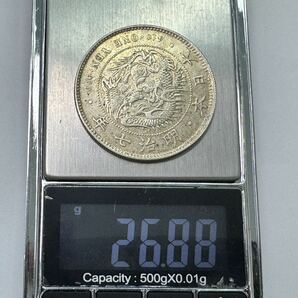 M1 明治銀貨 古銭 明治7年 一圓銀貨 総重量約26.88g 直径約38.86mmの画像5