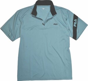 [フィラ] ポロシャツ 大きいサイズ 半袖ジップ衿 左袖切り替え 吸水速乾　3Lサイズ 27緑 FM6299