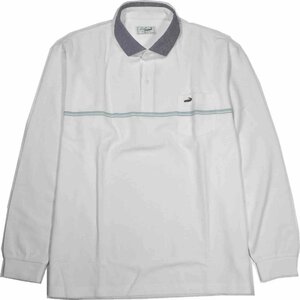 [クロコダイル] ポロシャツ 衿切り替え 長袖 大きいサイズ QUICK DRY 3Lサイズ 1白 1002-03200