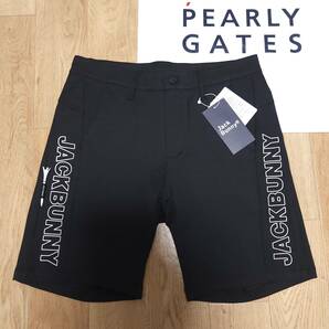 正規品 新品 PEARLY GATES パーリーゲイツ ジャックバニー メンズ ショートパンツ ハーフパンツ お洒落なBIGロゴ ブラック size4の画像1