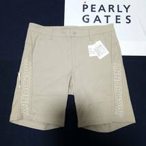 正規品　新品　PEARLY GATES　パーリーゲイツ　ジャックバニー　メンズ　ショートパンツ　ハーフパンツ　お洒落なBIGロゴ　ベージュ　size6_画像1