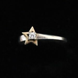 【美品】K14 925 刻印 スタージュエリー STAR JEWELRY ストーン付き リング 指輪 14金 585 シルバー 約10号 アクセサリー E29