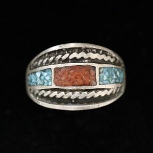 925 индеец ювелирные изделия Navajo группа бирюзовый кольцо кольцо за границей производства Vintage цветной камень SILVER серебряный серебряный E46