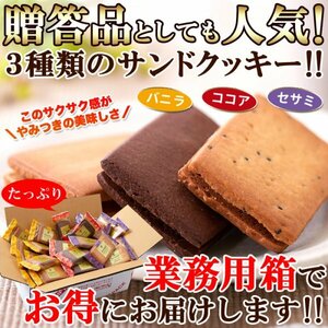 【複数購入推奨】サクサク食感と甘さ控えめクリームがたまらない!!【お徳用】クリームサンドクッキー3種36個(各味12枚)≪常温便≫