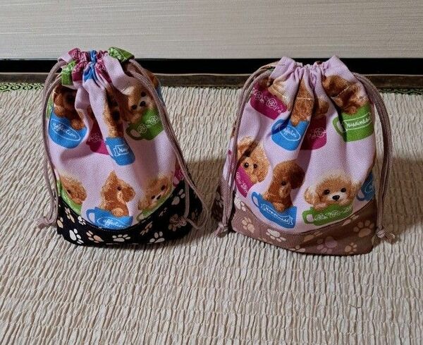ハンドメイド　コップ袋　２個セット　わんちゃん　かわいい　入園　入学　巾着