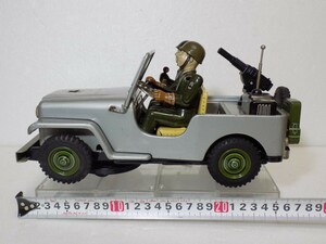 希少 ブリキ 野村トーイ・新工社ダブルネーム　【ミリタリージープ】☆動作品