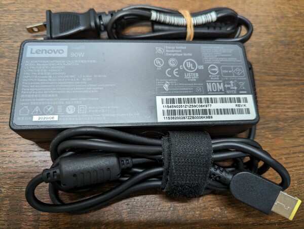 Lenovo 純正 90W 20v 4.5A ACアダプター / 平型コネクタ-