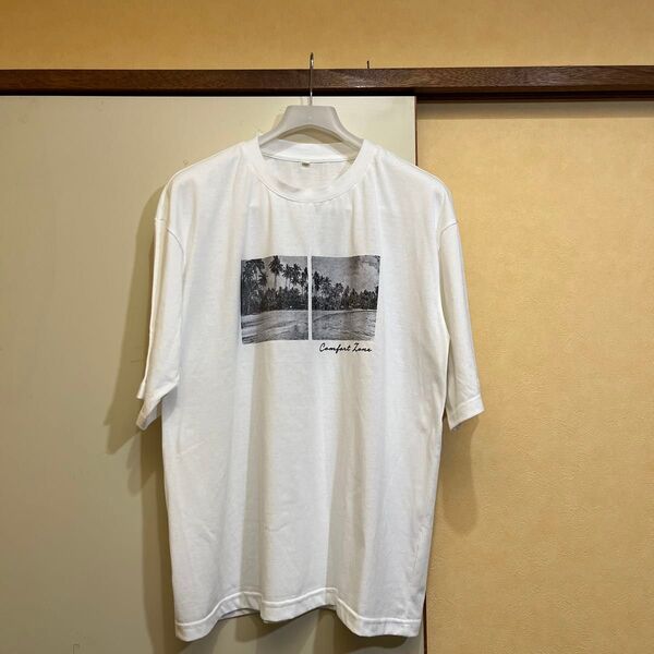 南国 ヤシの木 白黒 デザイン メンズ Tシャツ 3L