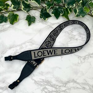 LOEWE ロエベ アナグラム ループストラップ（ジャカード&カーフ） 黒 現行