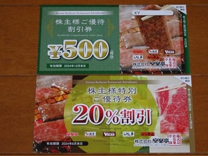 ◆◇安楽亭 株主優待券 ステーキのどん どん亭 フォルクス 6枚3000円分+20%割引券1枚◇◆