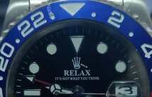 珍ギャグパロディー文字盤！RELAX MOD自動巻きGMT MASTERⅡ仕様 ★ 高精度SEIKO NH34搭載世田谷ベース カスタム時計_画像4