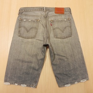 -858【即決】LEVIS リーバイス SP503 ショートパンツ ハーフパンツ ブラックデニム グレーデニム w34 ユーズド加工 古着 即決 ★