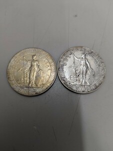 【2枚まとめ】中国　古銭 イギリス　壹圓　一円　1898　1911　香港 大型銀貨 大型コイン　1ドル　記念硬貨　海外コイン　10617-13