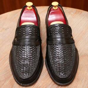 極美品◎【SPARTACUS】スパルタカス イントレチャートコンビローファー ブラック UK8.5 27cm ビジネスカジュアル メンズシューズ 革靴の画像2