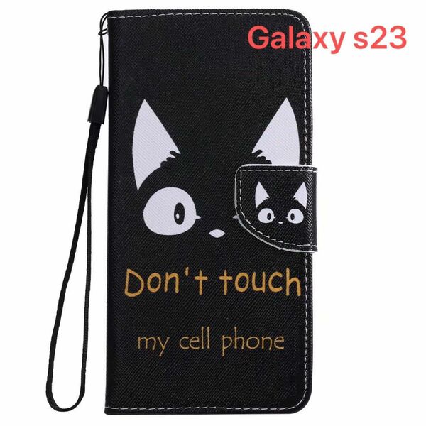 Galaxy S23 ケース 手帳型 かわいい 猫 黒猫