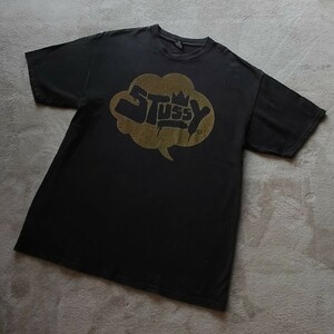 STUSSY（ステューシー）_黒_ブラック_ドット_ロゴ_Lサイズ_90年代_古着_半袖_ヴィンテージ