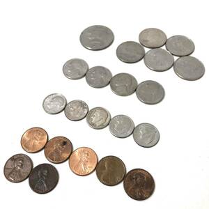 (OT2809B) 【 アンティーク 硬貨 】ケネディ等 アメリカ リバティコイン 22枚 約90ｇ 【 銀貨 白銅貨 銅貨 】