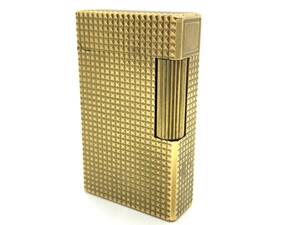 (SN2005) S.T.Du Pont デュポン ライター ライン1 火花確認済み 喫煙具 格子柄 ゴールドカラー ゴールド 赤レフィル