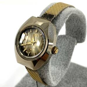 (HE884) TECHNOS テクノス GOLD Borazon Lady ゴールドボラゾンレディー ゴールドカラー AT 自動巻 腕時計 稼働品の画像1