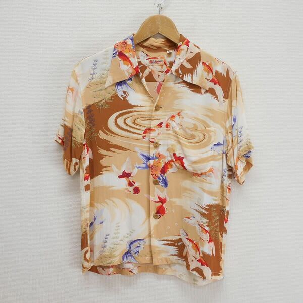 SUN SURF サンサーフ SS30484 ALOHA SHIRT アロハシャツ ハワイアンシャツ GOLD FISH 金魚 総柄 和柄 レーヨン XS 10116594